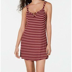 Jenni Gown Red Orange Ladder Scoop Neck Chemise Striped Plum Wine Size S